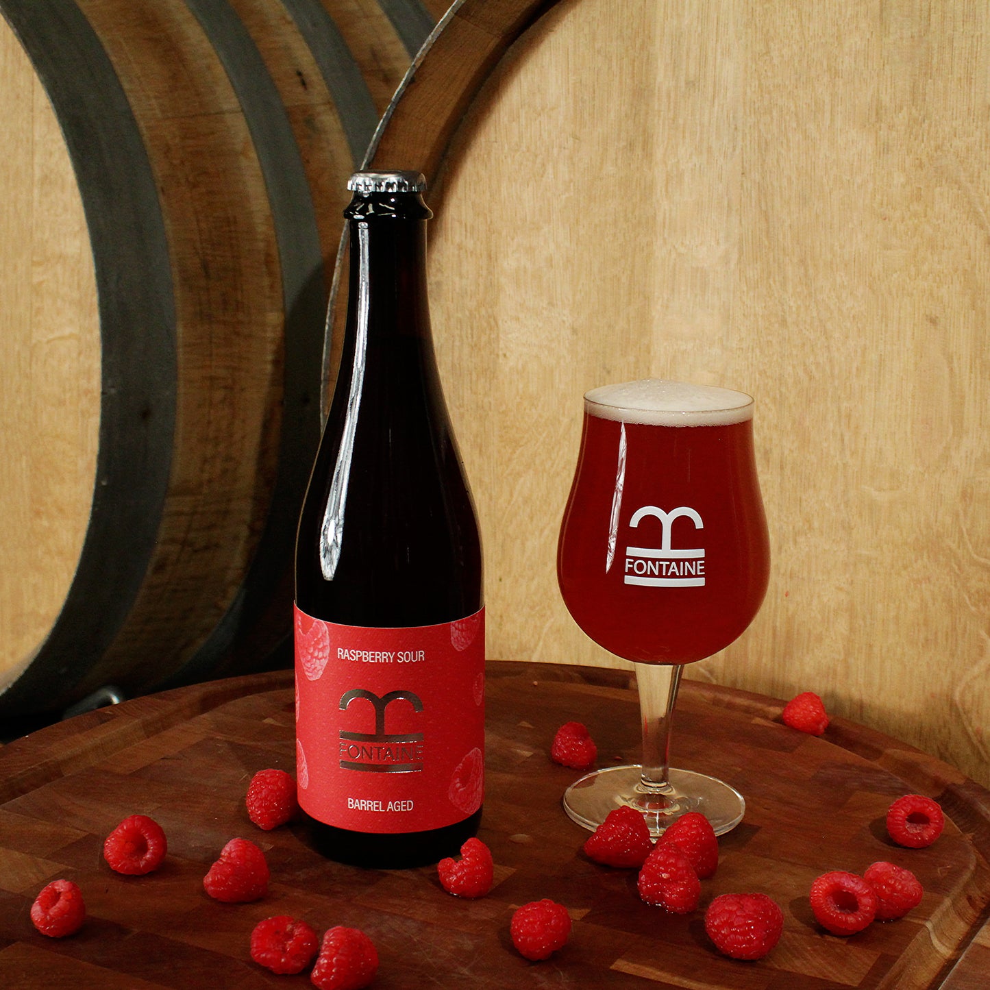 It's a sour beer with Raspberries - Raspberry Sour - Barrel Aged - 500mL